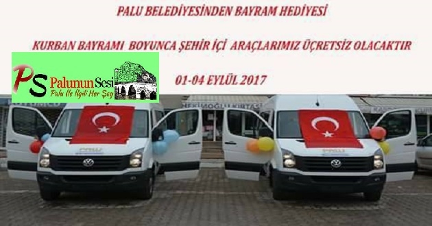 Palu'da Bayram boyunca servisler Ücretsiz