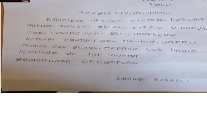 Palu ADEM`de Okuma Yazma Öğrenen Anne Kızına Mektup Yazdı