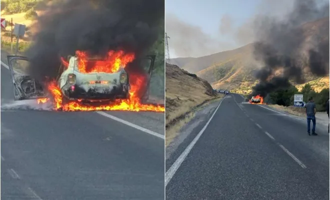 Seyir halindeki Cip cayır cayır yandı 