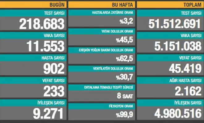Türkiye'de Coronavirus: Günlük vaka sayısı 11 binin üzerinde 