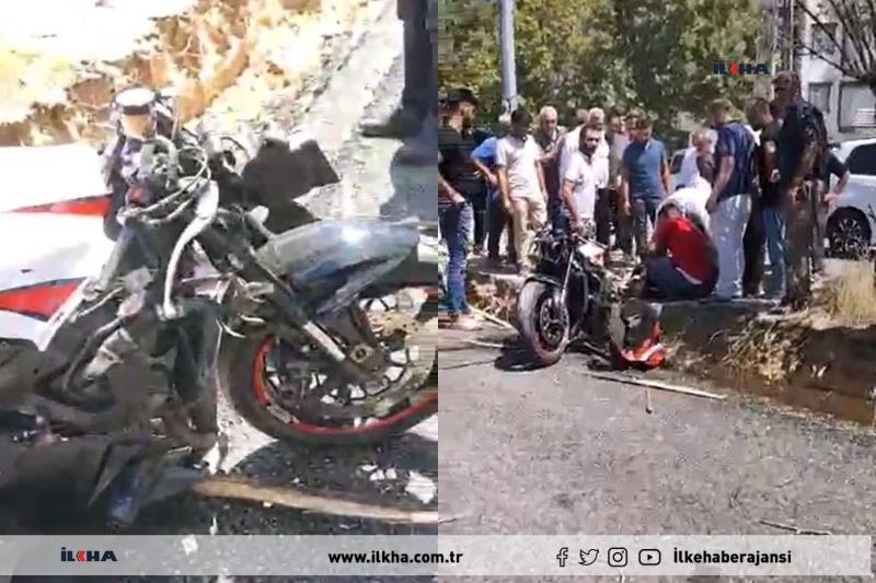 Otomobil ile çarpışan motosiklet refüjdeki çukura düştü: 1 Yaralı